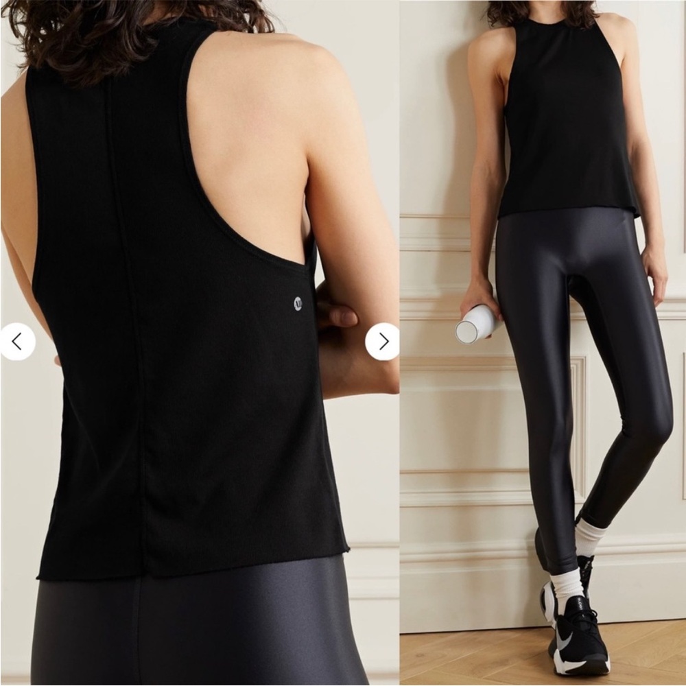 All Access The Dynamic Cropped Ribbed Tank in Black Size M